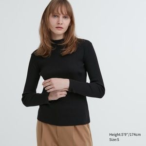 Uniqlo Ribbed High Neck Long-Sleeve T-Shirt